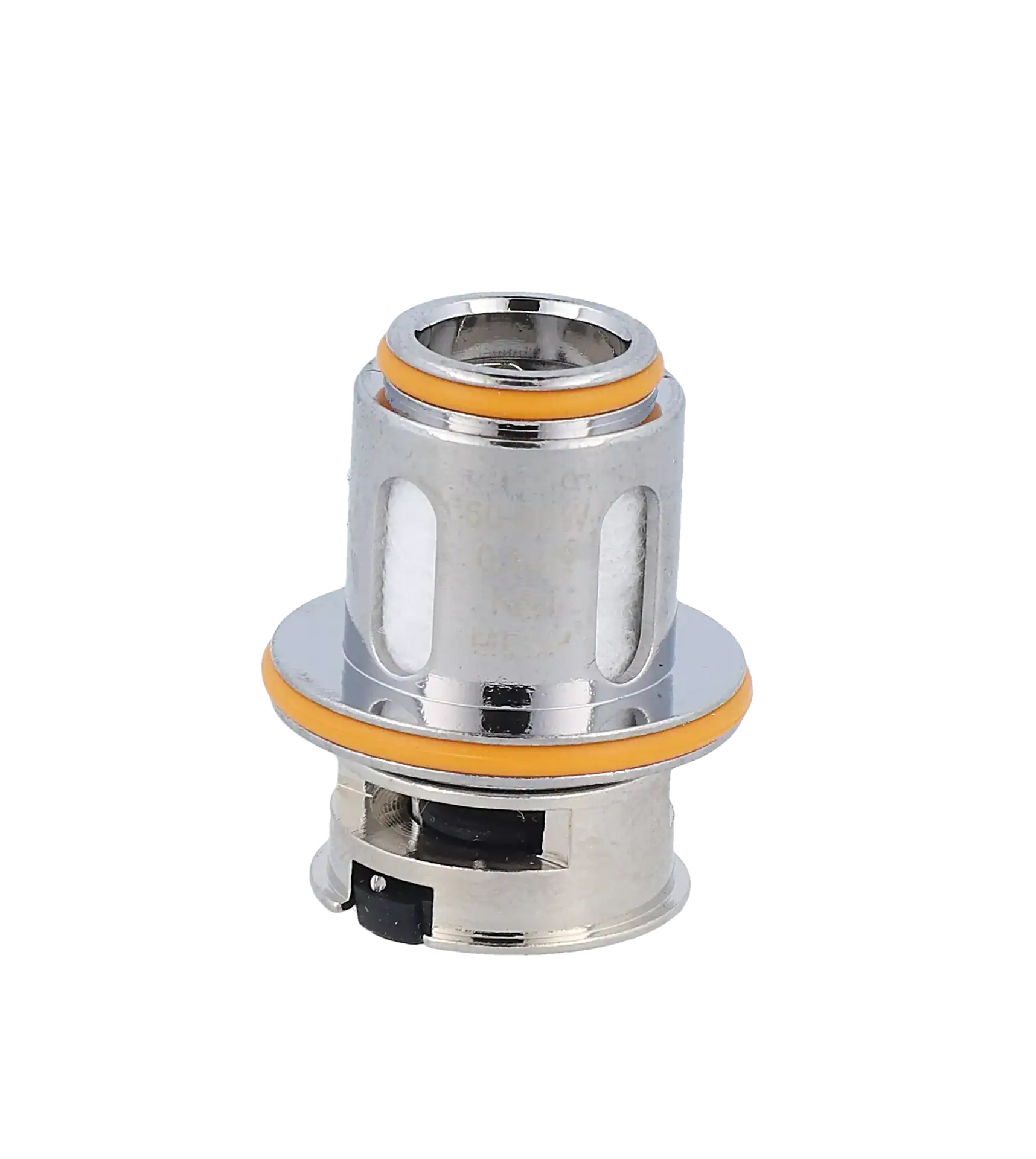 GeekVape M Series Heads 2 Präziser Nabenkörper für Fahrrad- oder Motorradbremse, silberfarben mit orangefarbenen Dichtungen, robustes Metallmaterial, hochwertige Verarbeitung.