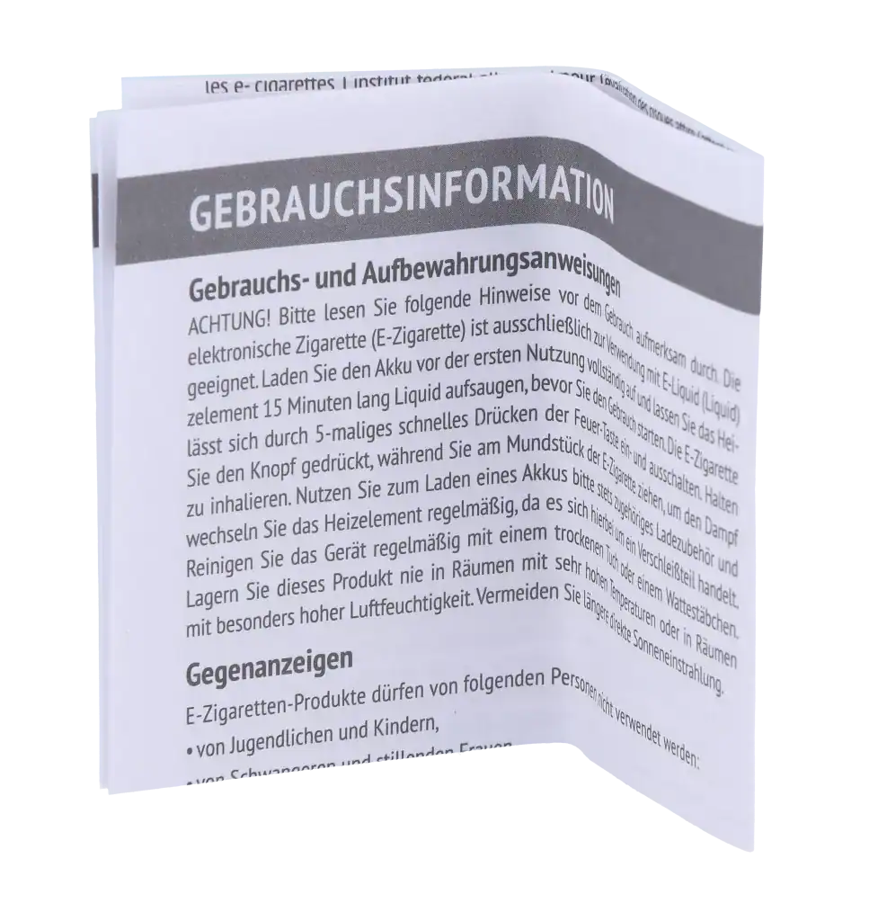 GeekVape P Series Heads 5 Gebrauchsinformationen für elektronische Zigaretten, E-Liquid, Akkus, Ladegeräte und Sicherheitsvorschriften, in deutscher Sprache, auf einem Broschürenblatt.