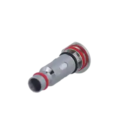 Uwell Caliburn G 0,8 Ohm Head 14 Stiftventil, Automobil, Ersatzteil, hochwertiges Metall, roter Dichtungsring, plastisch, Nahaufnahme.