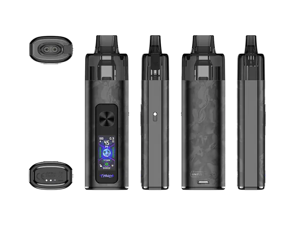 Das Uwell Typhos Pod-System vereint 45 Watt Leistung, einen 2.000 mAh Akku und zwei Mesh-Pods für MTL, RDL und DL-Dampfen.